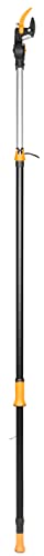 Fiskars Bypass Teleskop-Schneidgiraffe für frische Äste und Zweige, Antihaftbeschichtet, Stahlklinge/Aluminiumstiel, Länge 2,4 – 4 m, Schwarz/Orange, UPX86, 1023624  